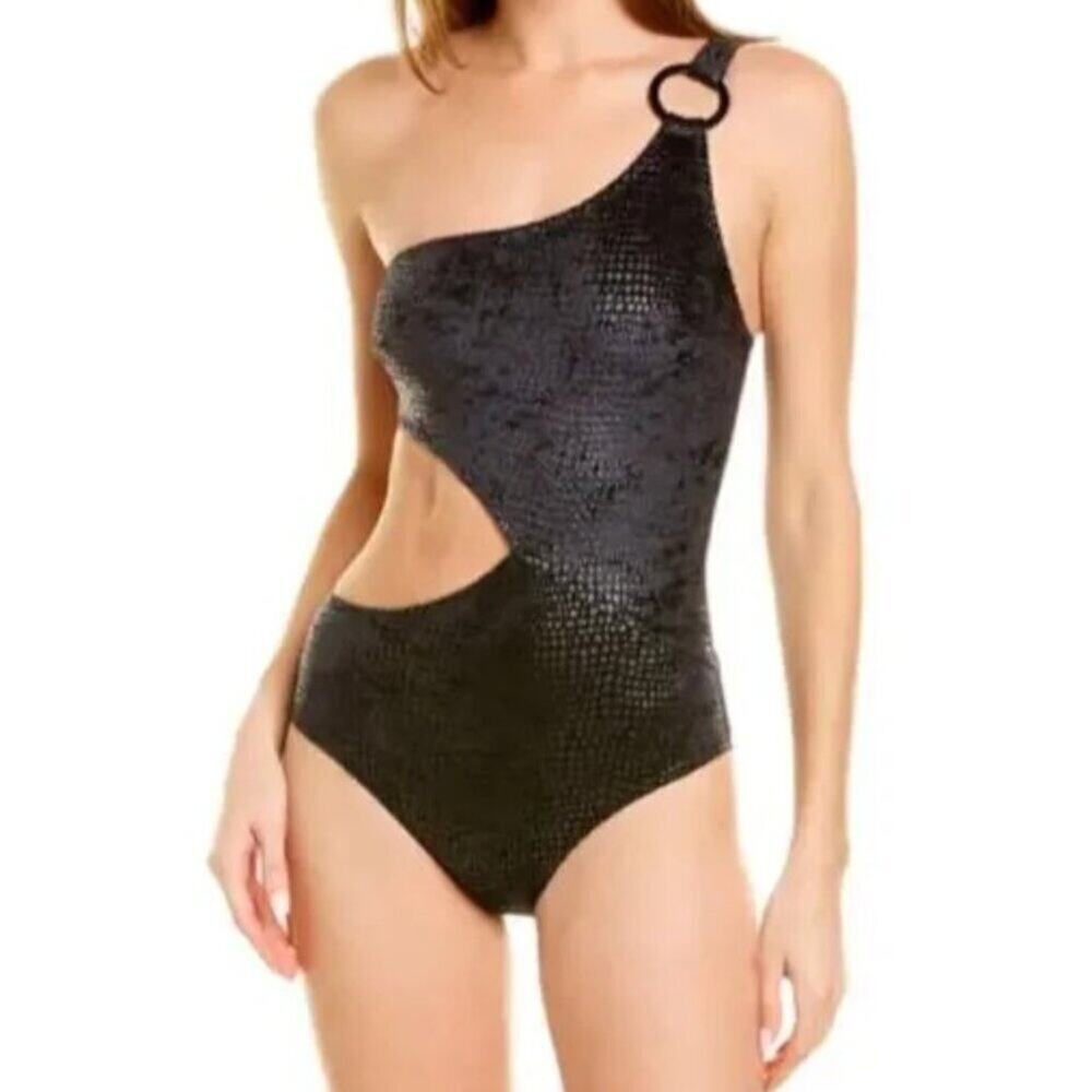 Solid & Striped Claudia One Shoulder Textured One Piece Blackout M NWT - Picture 10 of 11